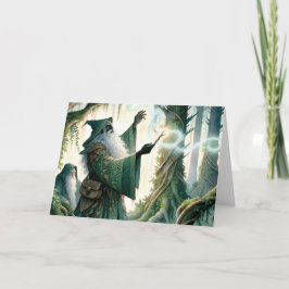 Zauberer zeigen einen neuen Zauber "Happy Birthday Karte