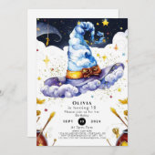 Zauberer zum Geburtstag der Zauberkinder Einladung (Vorne/Hinten)