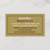 Zaubererhut und Wand, Zauberer Visitenkarte (Rückseite)