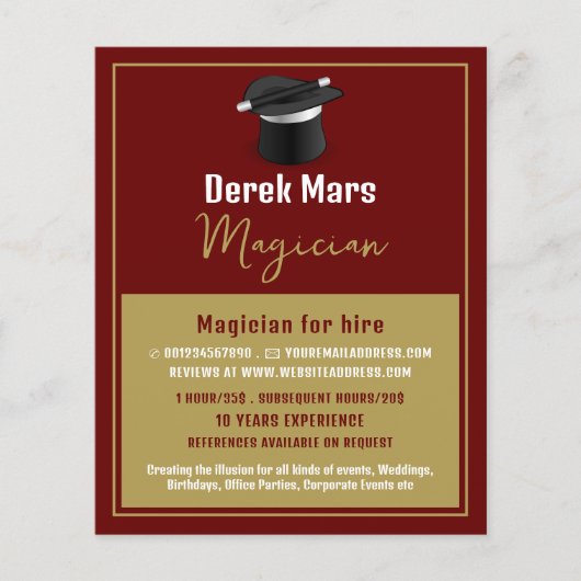 Zaubererhut und Wand, Zauberwerbung Flyer (Vorne)