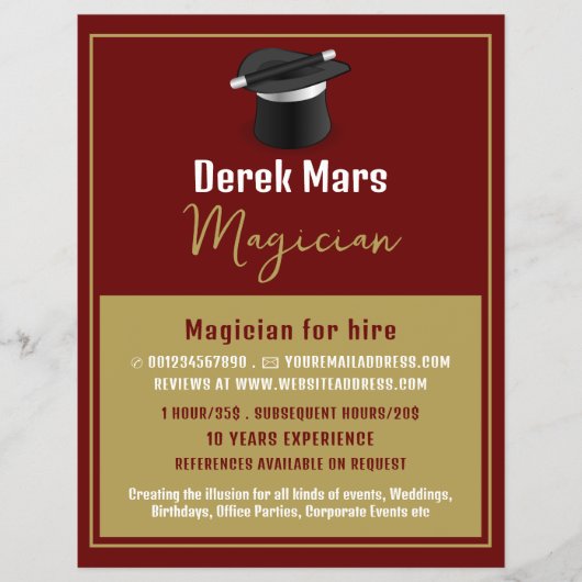 Zaubererhut und Wand, Zauberwerbung Flyer (Vorne)