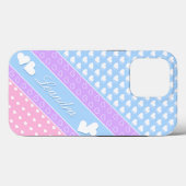 Zauberfarben, Streifen und Herz, Individuelle Name Case-Mate iPhone Hülle (Rückseite (Horizontal))