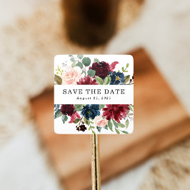 Zauberfloral | SAVE THE DATE PERSONALISIERT Quadratischer Aufkleber