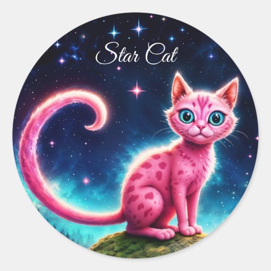 Zauberhaft blauer mit Augen Felin unter hellen Ste Runder Aufkleber (Vorderseite)