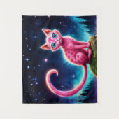 Zauberhaft blauer mit Augen Felin unter hellen Ste Wandteppich (Vorderseite)