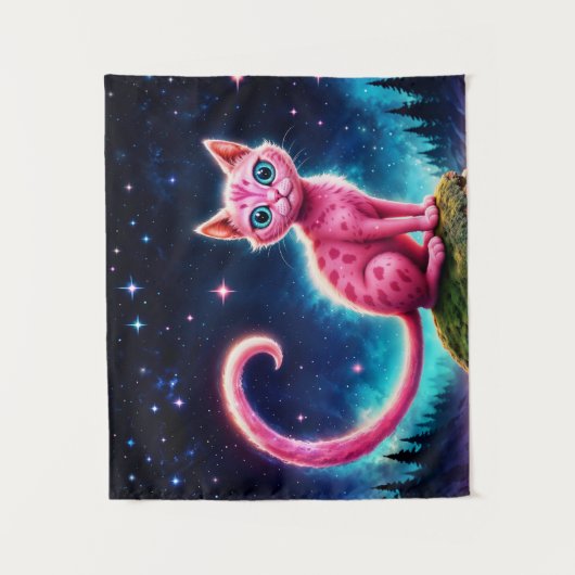 Zauberhaft blauer mit Augen Felin unter hellen Ste Wandteppich (Vorderseite)