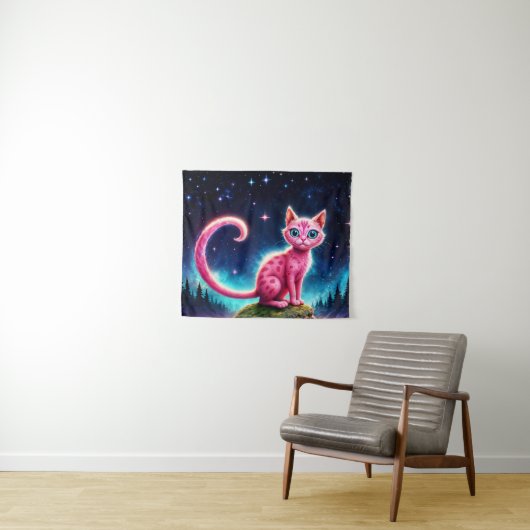 Zauberhaft blauer mit Augen Felin unter hellen Ste Wandteppich (Beispiel (Horizontal))