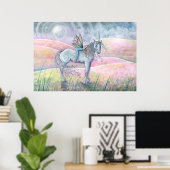 Zauberhafte Berge Einhorn und Fairy Fantasy Art Poster (Heimbüro)
