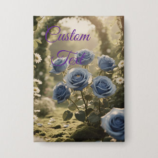 Zauberhafte blaue Rose - Romantischer Blumenakzent Button