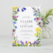 Zauberhafte blühende Wildblume Hochzeit Einladung (Stehend Vorderseite)