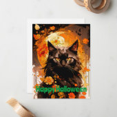 Zauberhafte Blume der Black Cat Moon Mitteilungskarte (Vorderseite/Rückseite Beispiel)