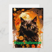 Zauberhafte Blume der Black Cat Moon Mitteilungskarte (Vorne/Hinten)