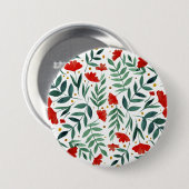 Zauberhafte Blume in Rot und Grün Button (Vorne & Hinten)