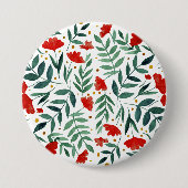 Zauberhafte Blume in Rot und Grün Button (Vorderseite)