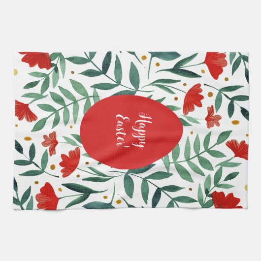 Zauberhafte Blume in Rot und Grün Geschirrtuch (Horizontal)