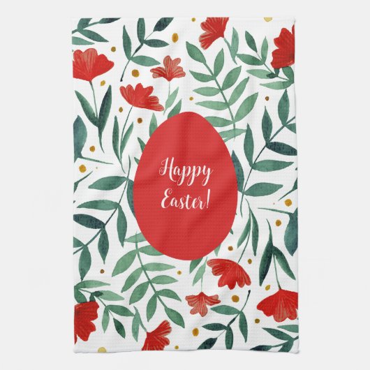 Zauberhafte Blume in Rot und Grün Geschirrtuch (Vertikal)