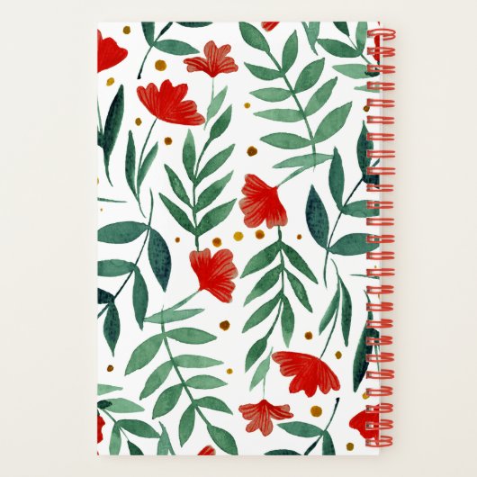 Zauberhafte Blume in Rot und Grün Notizblock (Rückseite)