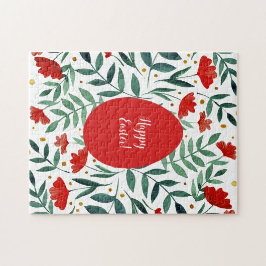 Zauberhafte Blume in Rot und Grün Puzzle (Horizontal)