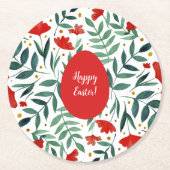 Zauberhafte Blume in Rot und Grün Runder Pappuntersetzer (Vorderseite)