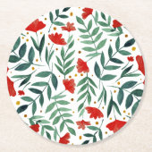 Zauberhafte Blume in Rot und Grün Runder Pappuntersetzer (Vorderseite)