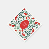 Zauberhafte Blume in Rot und Grün Serviette (Ecke)