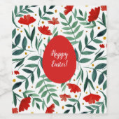 Zauberhafte Blume in Rot und Grün Weinetikett (Einzelnes Label)