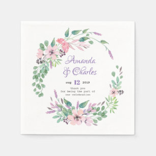 Zauberhafte Blume Wasserfarben Hochzeitskranz Serviette