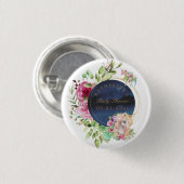 zauberhafte Blumen-Einhorn-Babydusche Button (Vorne & Hinten)