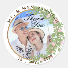 Zauberhafte Blumen Hochzeit Runder Aufkleber