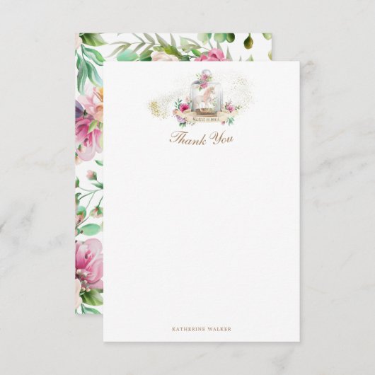 Zauberhafte Blumendusche Dank Karte (Vorne/Hinten)