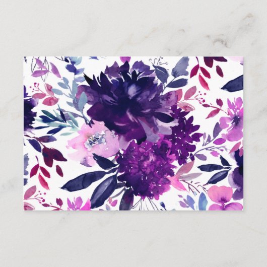 Zauberhafte, blumengeschmückte, silberne Hochzeits Begleitkarte (Rückseite)