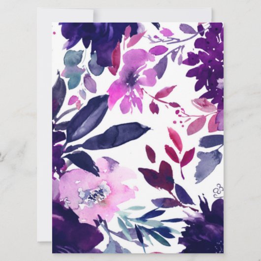 Zauberhafte, blumengeschmückte Wasserfarbenparade Einladung (Rückseite)