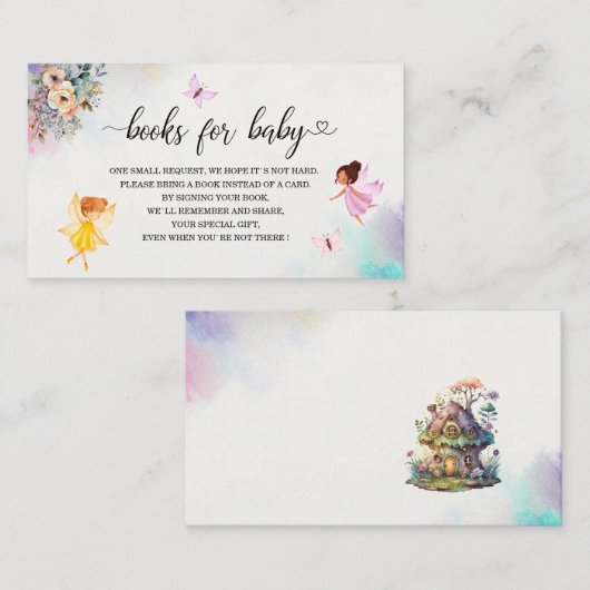 Zauberhafte Blumenhaine Prinzessin Babyduschbücher Begleitkarte (Vorne/Hinten)