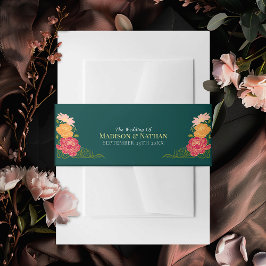 Zauberhafte Blumenhochzeit im Garten Einladungsbanderole