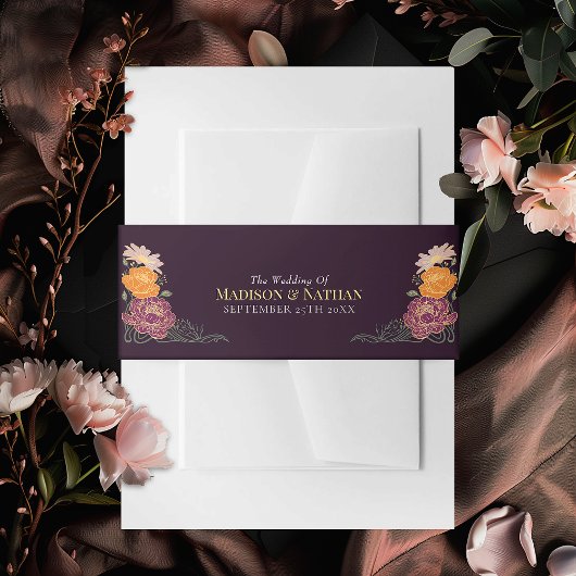 Zauberhafte Blumenhochzeit im Garten Einladungsbanderole