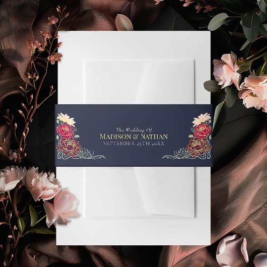 Zauberhafte Blumenhochzeit im Garten Einladungsbanderole