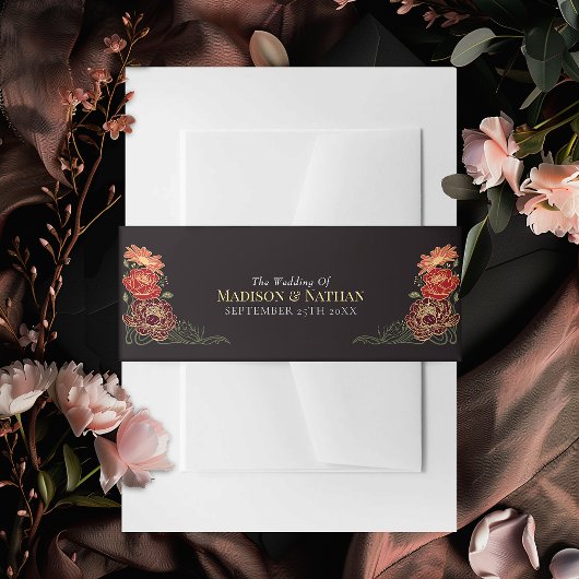 Zauberhafte Blumenhochzeit im Garten Einladungsbanderole