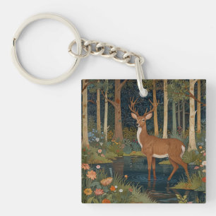 Zauberhafte Boho-Rustikal-Wald-Rehart-Kunst Schlüsselanhänger