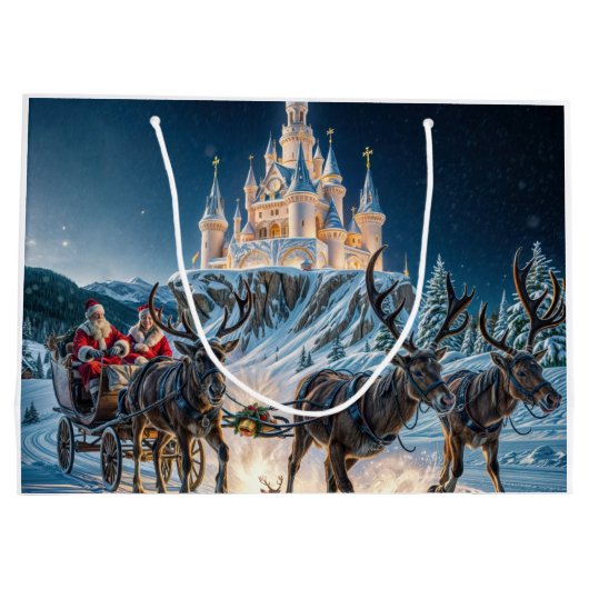 Zauberhafte Burg des Weihnachtsmanns Große Geschenktüte (Rückseite)