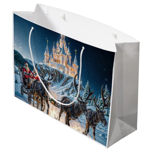 Zauberhafte Burg des Weihnachtsmanns Große Geschenktüte (Rückseite Schrägansicht)