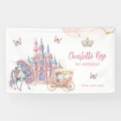 Zauberhafte Burg Einhorn Rosa Prinzessin 1. Geburt Banner (Horizontal)