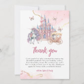 Zauberhafte Burg Einhorn Rosa Prinzessin 1. Geburt Dankeskarte (Vorderseite)