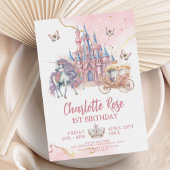 Zauberhafte Burg Einhorn Rosa Prinzessin 1. Geburt Einladung