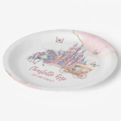 Zauberhafte Burg Einhorn Rosa Prinzessin 1. Geburt Pappteller (Schrägansicht)