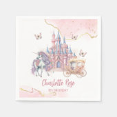 Zauberhafte Burg Einhorn Rosa Prinzessin 1. Geburt Serviette (Vorderseite)