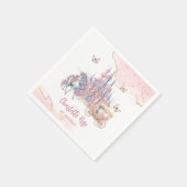 Zauberhafte Burg Einhorn Rosa Prinzessin 1. Geburt Serviette (Ecke)