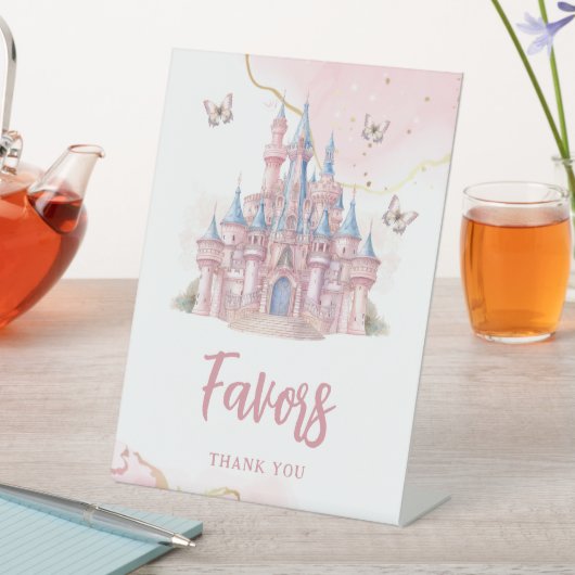 Zauberhafte Burg Einhorn Rosa Prinzessin 1. Geburt Sockelschild (In Situ)