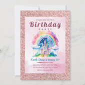 Zauberhafte Burg Rainbow 10. Geburtstag Einladung (Vorderseite)