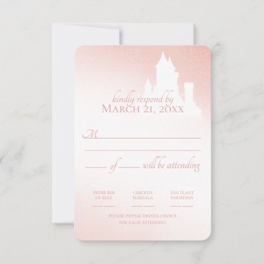 Zauberhafte Burg Rosa Märchenrosa Reaktion RSVP Karte (Vorderseite)