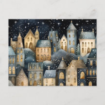 Zauberhafte Dorf-Weihnachtskarte leer